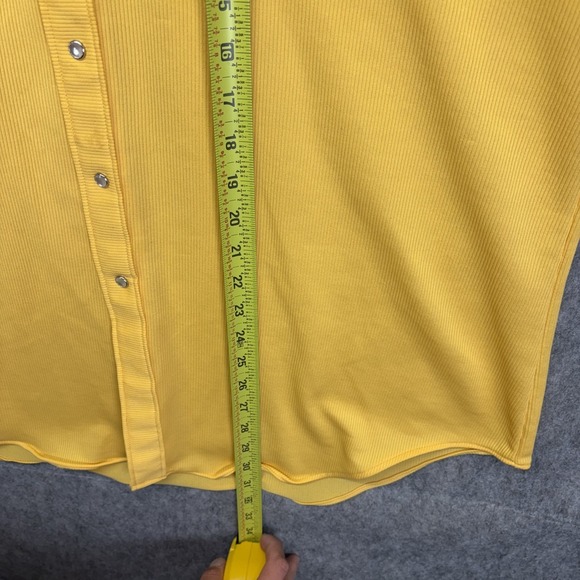Vintage Rockmount Ranch Wear Pearlsnap Shirt Men's XL Yellow Western Yoke Ribbed - Picture 5 of 9
